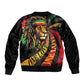 Black Jamaican Bomber Jacket Rastafarian Lion One Love LT9