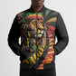 Black Jamaican Bomber Puffer Jacket Rastafarian Lion One Love