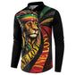 Black Jamaican Button Sweatshirt Rastafarian Lion One Love
