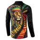 Black Jamaican Button Sweatshirt Rastafarian Lion One Love