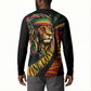 Black Jamaican Button Sweatshirt Rastafarian Lion One Love