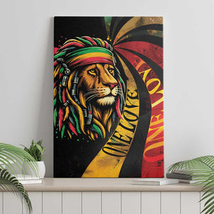 Black Jamaican Canvas Wall Art Rastafarian Lion One Love
