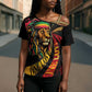 Black Jamaican Cross Shoulder Shirt Rastafarian Lion One Love