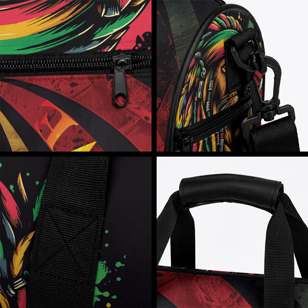 Black Jamaican Duffle Bag Rastafarian Lion One Love