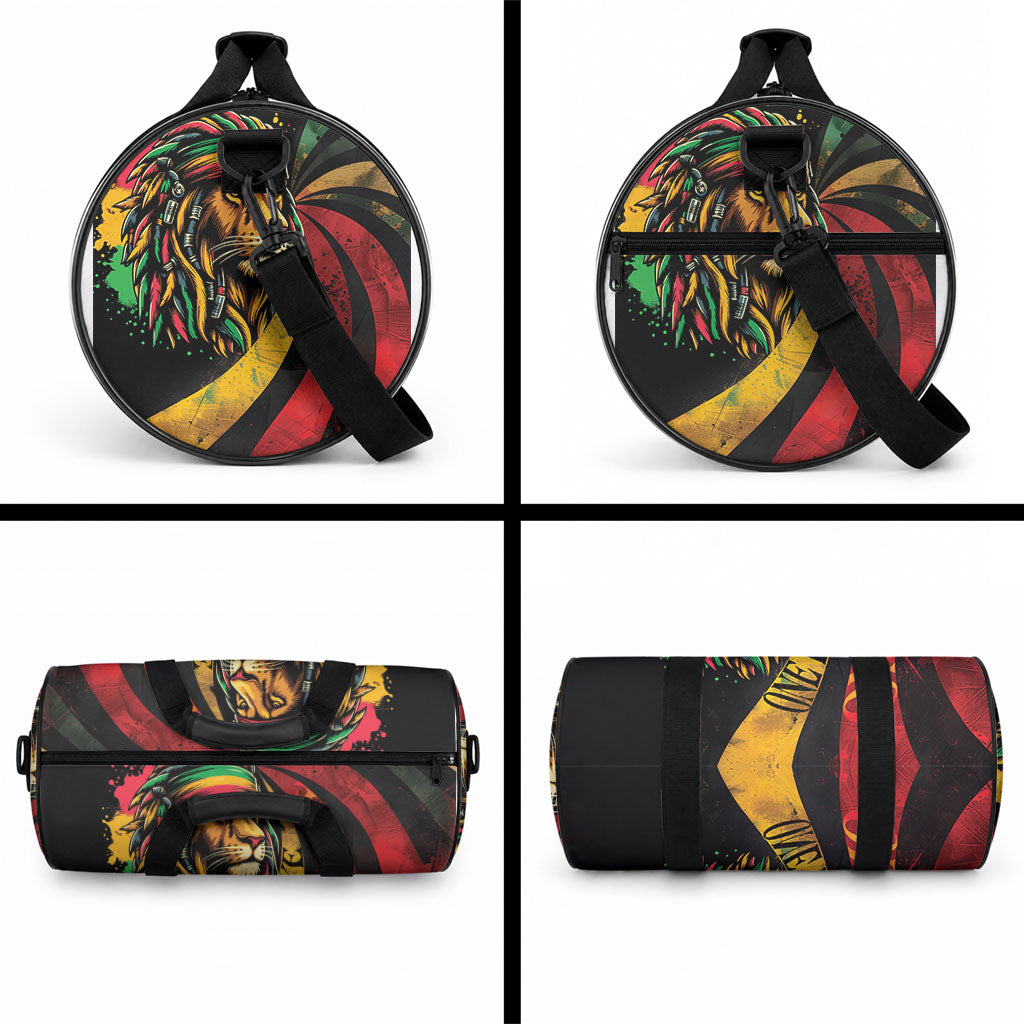 Black Jamaican Duffle Bag Rastafarian Lion One Love