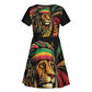 Black Jamaican Kid Short Sleeve Dress Rastafarian Lion One Love LT9