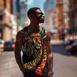 Black Jamaican Men Tank Top Rastafarian Lion One Love LT9