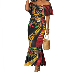 Black Jamaican Mermaid Dress Rastafarian Lion One Love LT9