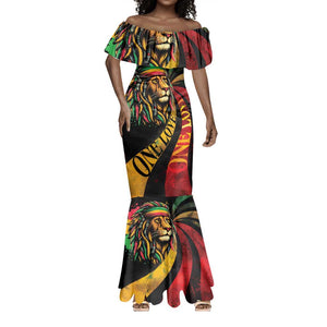 Black Jamaican Mermaid Dress Rastafarian Lion One Love LT9