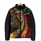 Black Jamaican Padded Jacket Rastafarian Lion One Love
