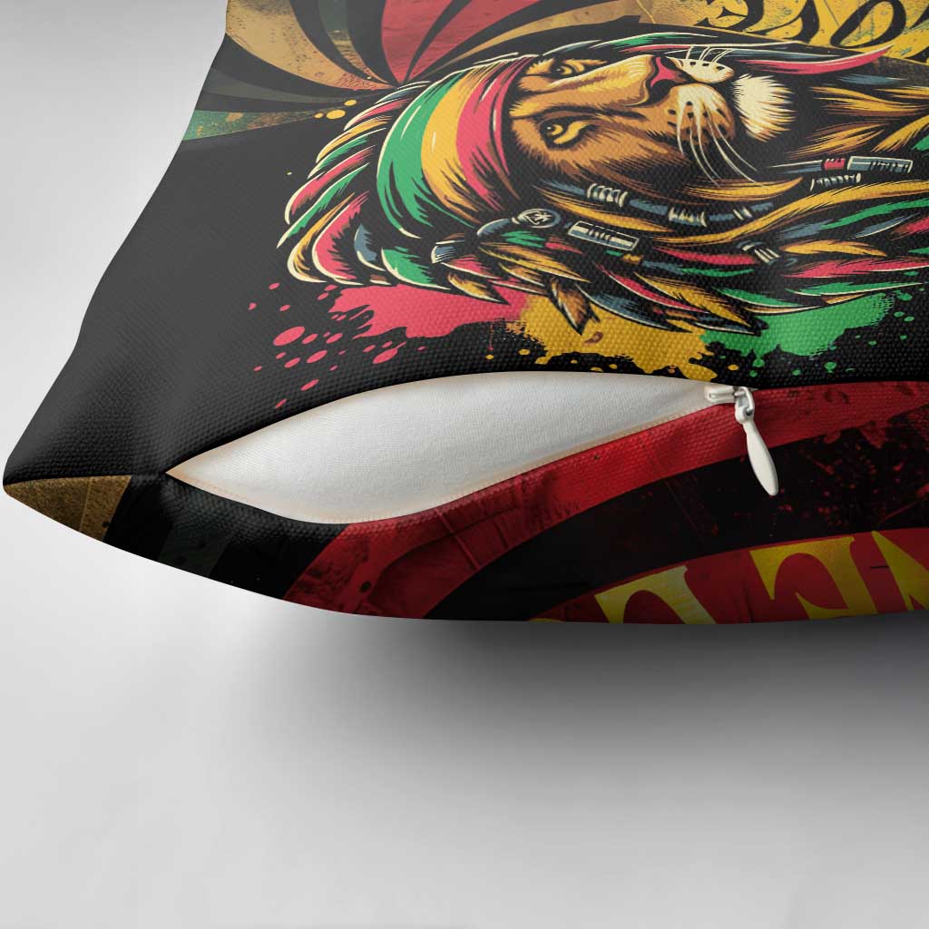 Black Jamaican Pillow Cover Rastafarian Lion One Love