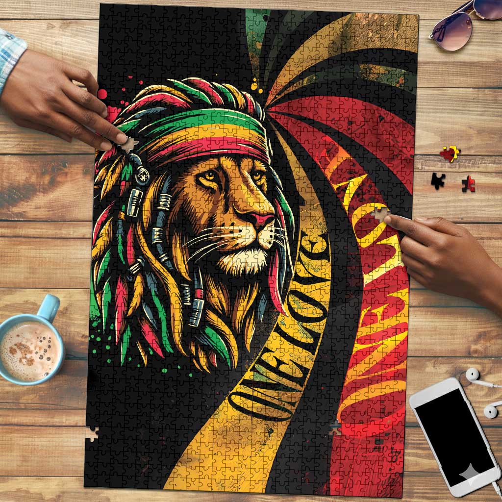 Black Jamaican Puzzle Rastafarian Lion One Love