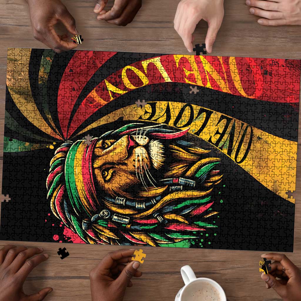 Black Jamaican Puzzle Rastafarian Lion One Love