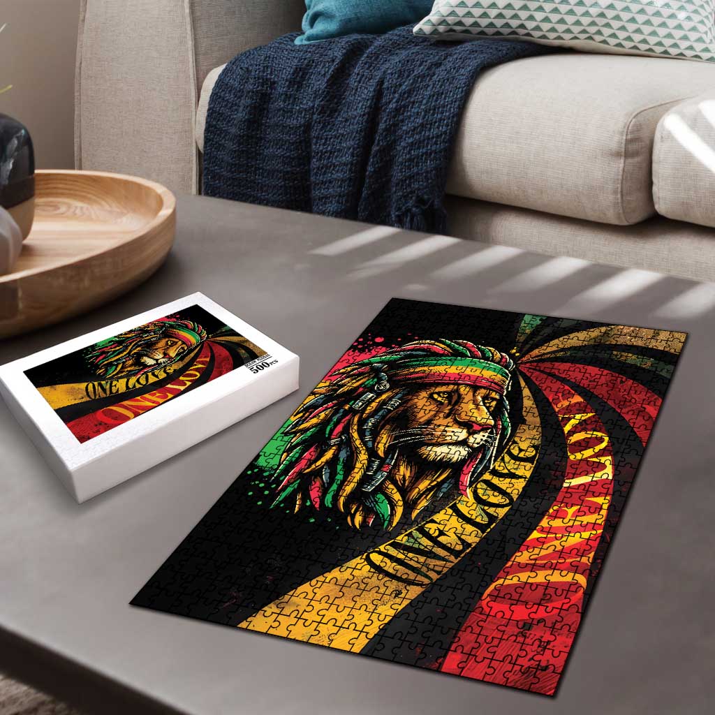 Black Jamaican Puzzle Rastafarian Lion One Love