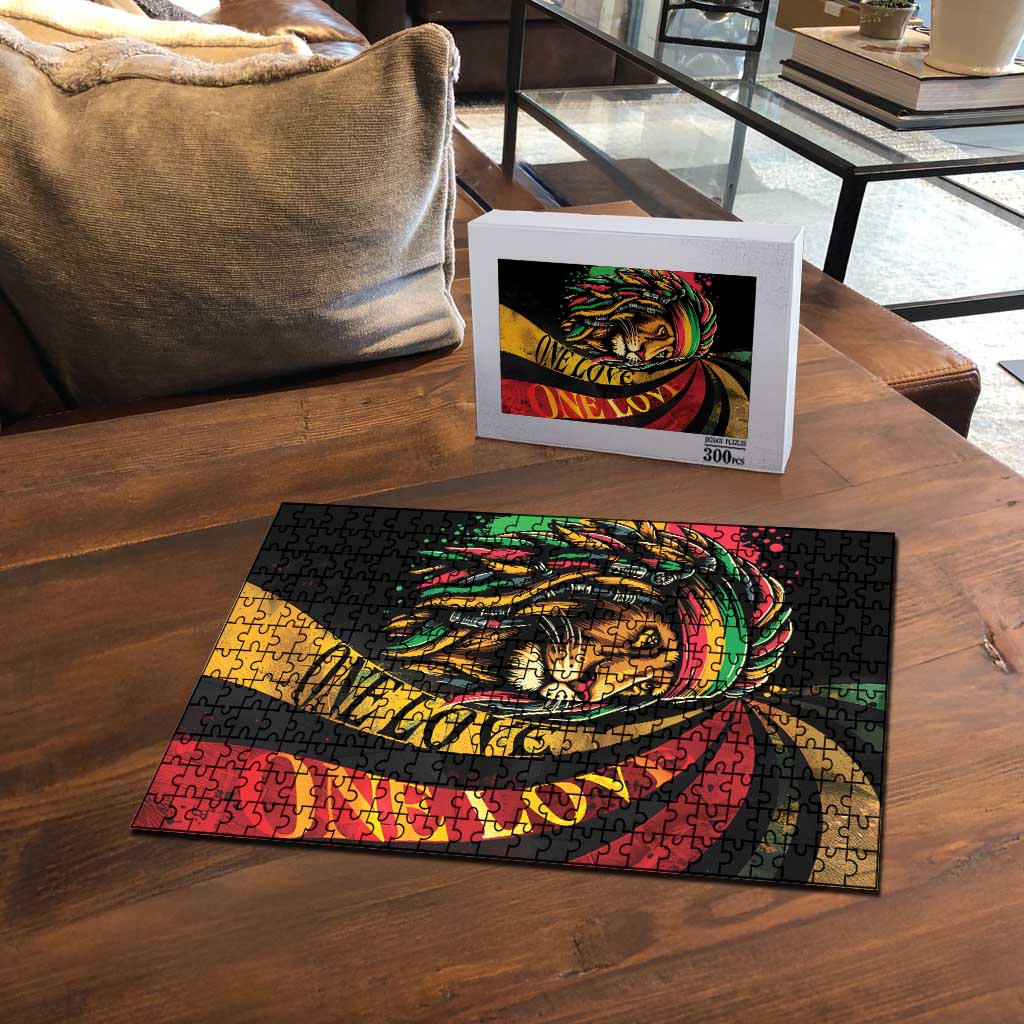Black Jamaican Puzzle Rastafarian Lion One Love