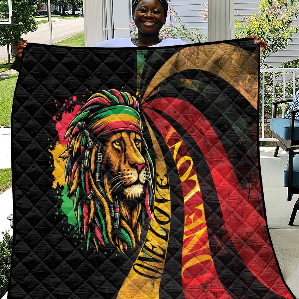 Black Jamaican Quilt Rastafarian Lion One Love