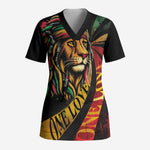 Black Jamaican Scrub Top Rastafarian Lion One Love
