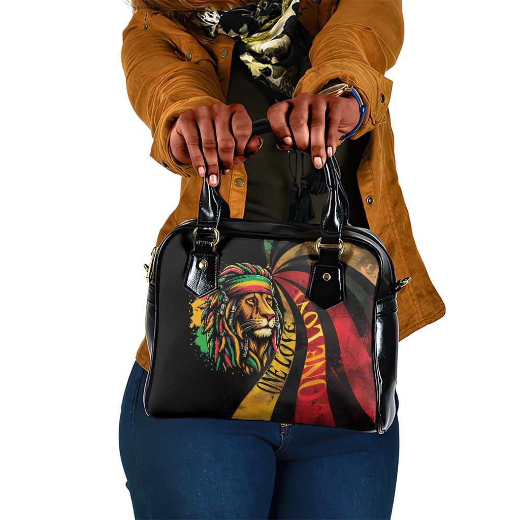 Black Jamaican Shoulder Handbag Rastafarian Lion One Love