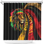 Black Jamaican Shower Curtain Rastafarian Lion One Love