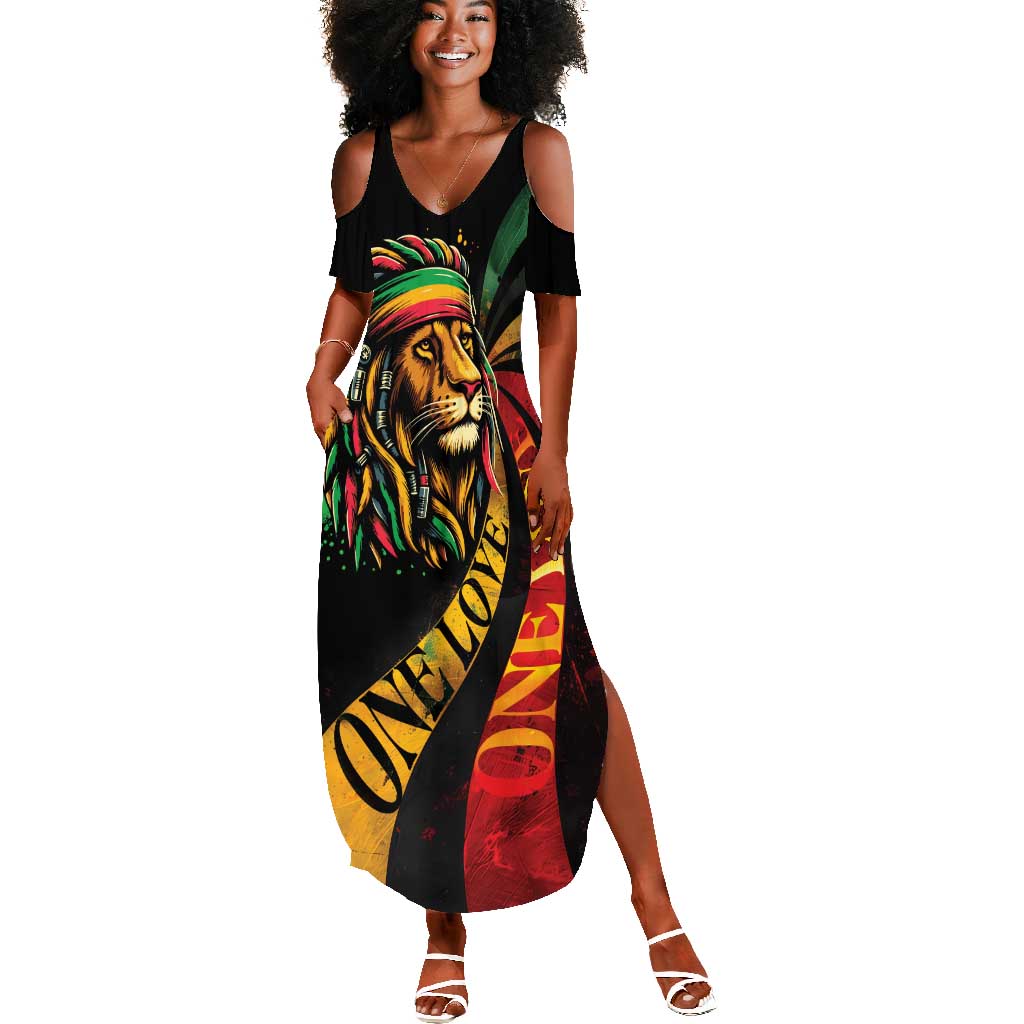 Black Jamaican Summer Maxi Dress Rastafarian Lion One Love LT9