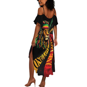 Black Jamaican Summer Maxi Dress Rastafarian Lion One Love LT9