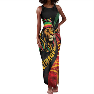 Black Jamaican Tank Maxi Dress Rastafarian Lion One Love LT9