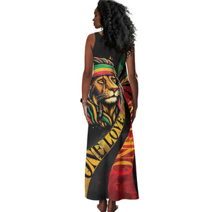 Black Jamaican Tank Maxi Dress Rastafarian Lion One Love LT9