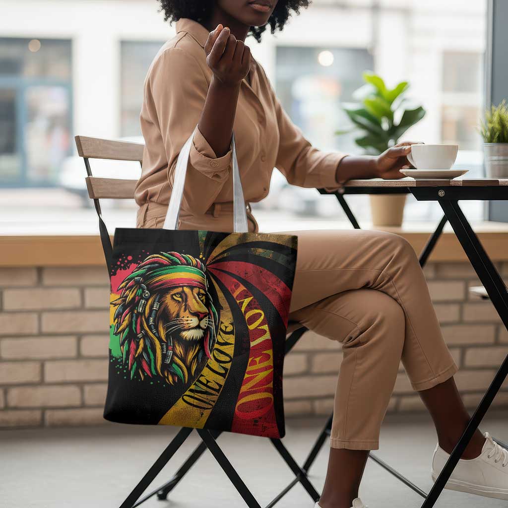 Black Jamaican Tote Bag Rastafarian Lion One Love