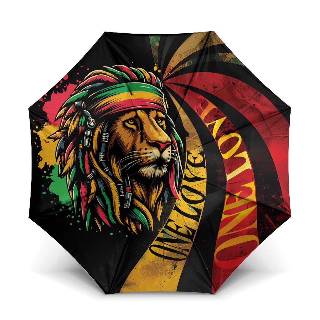 Black Jamaican Umbrella Rastafarian Lion One Love