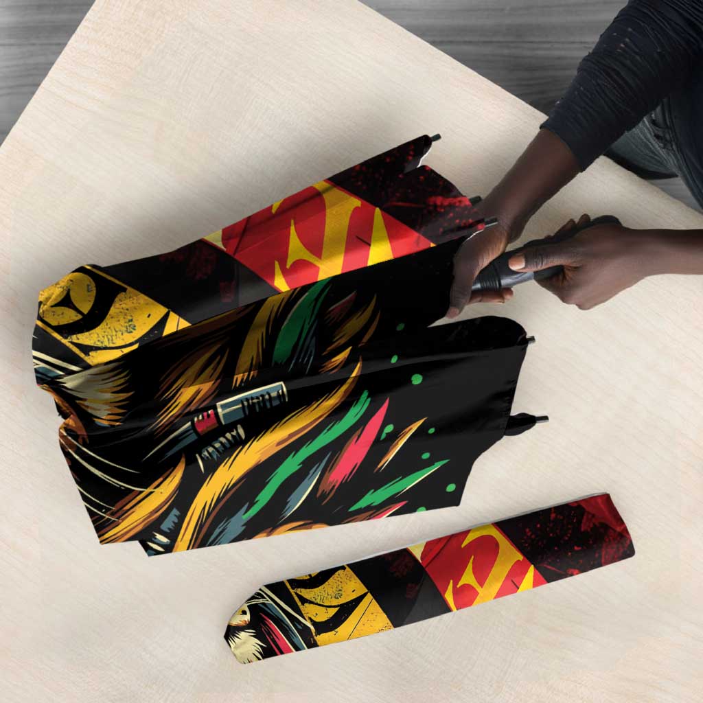 Black Jamaican Umbrella Rastafarian Lion One Love