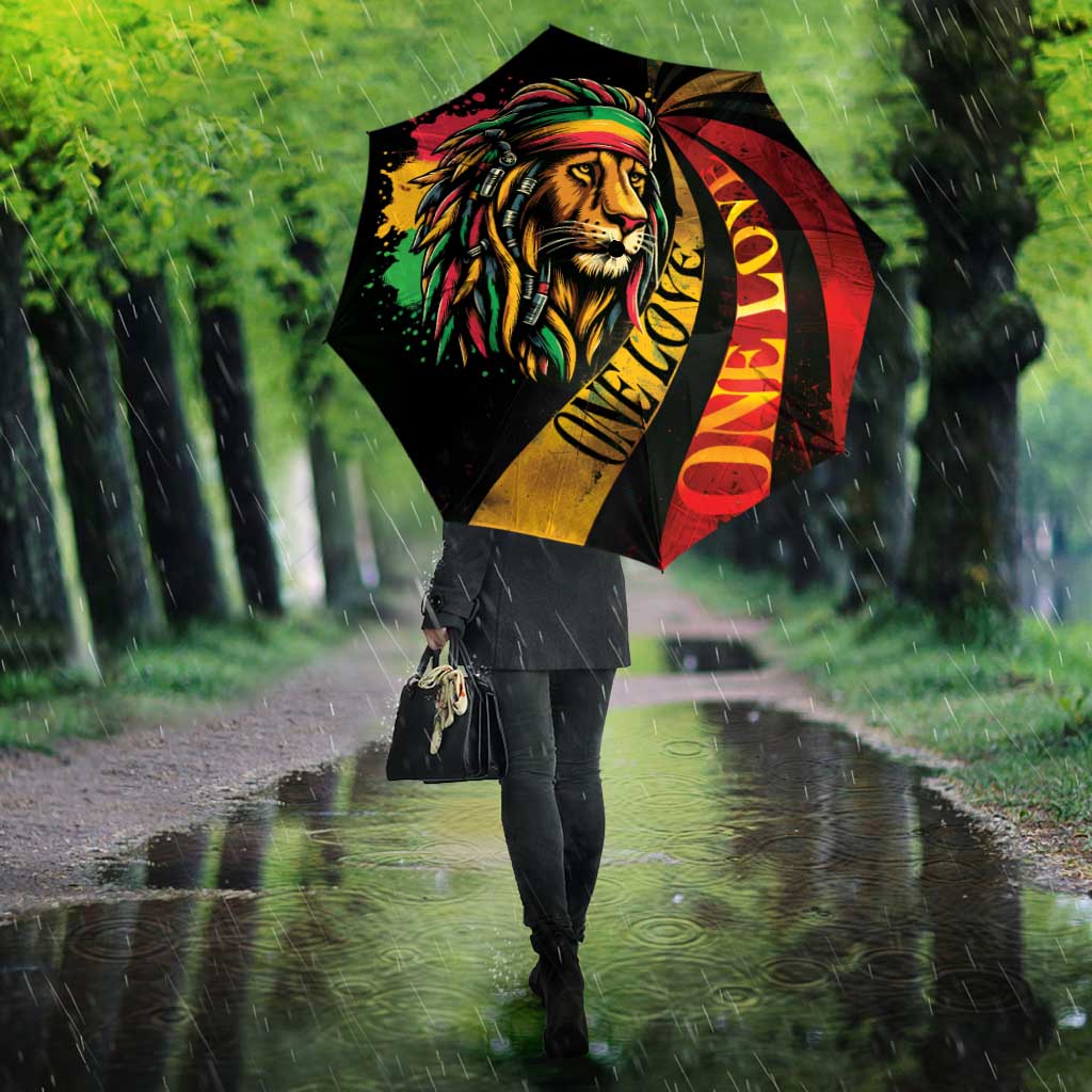 Black Jamaican Umbrella Rastafarian Lion One Love