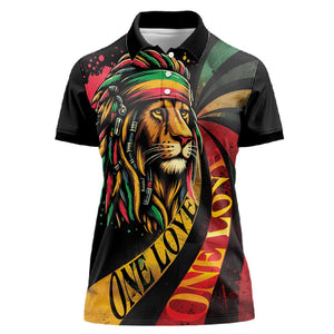 Black Jamaican Women Polo Shirt Rastafarian Lion One Love LT9