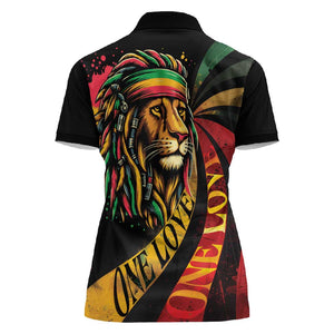 Black Jamaican Women Polo Shirt Rastafarian Lion One Love LT9