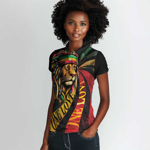 Black Jamaican Women Polo Shirt Rastafarian Lion One Love LT9