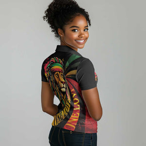 Black Jamaican Women Polo Shirt Rastafarian Lion One Love LT9