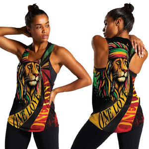 Black Jamaican Women Racerback Tank Rastafarian Lion One Love LT9