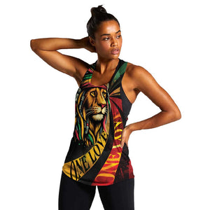 Black Jamaican Women Racerback Tank Rastafarian Lion One Love LT9