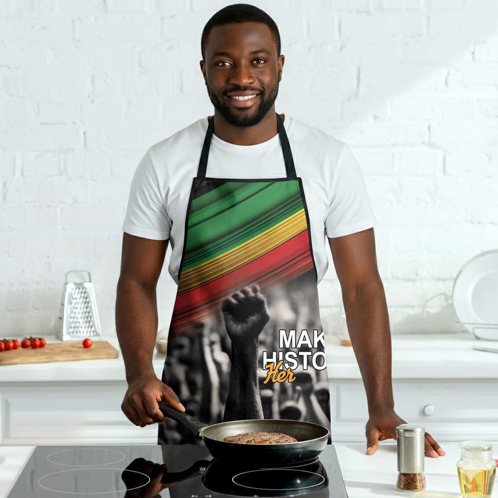 African-American History Month Apron Black Power Hand Make His-Herstories