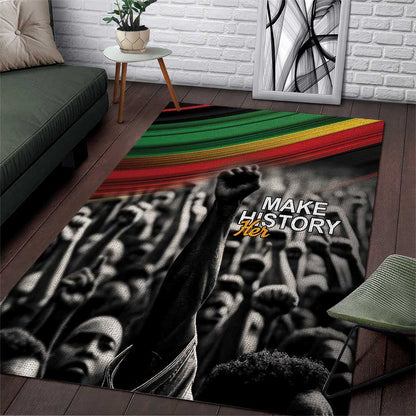 African-American History Month Area Rug Black Power Hand Make His-Herstories
