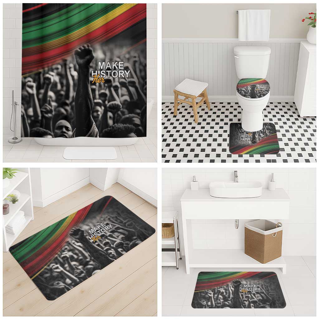 African-American History Month Bathroom Set Black Power Hand Make His-Herstories