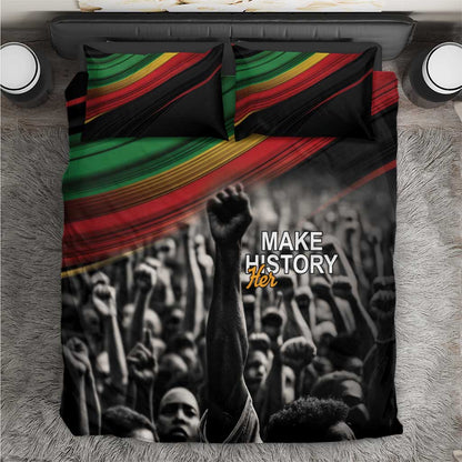 African-American History Month Bedding Set Black Power Hand Make His-Herstories