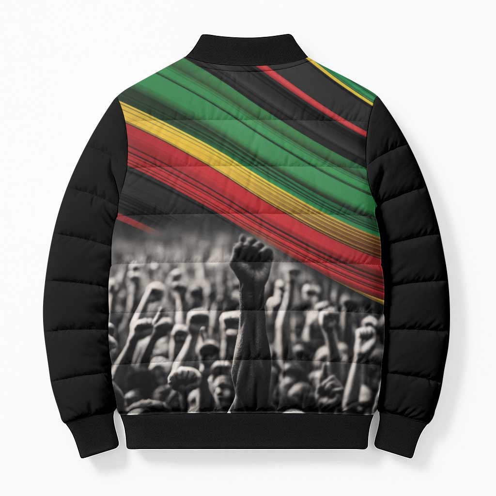 African-American History Month Bomber Puffer Jacket Black Power Hand Make His-Herstories