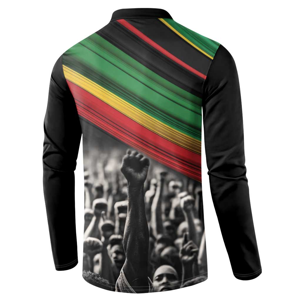 African-American History Month Button Sweatshirt Black Power Hand Make His-Herstories