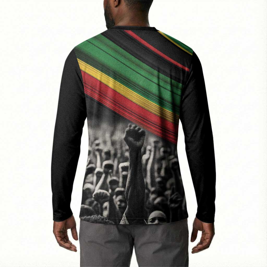African-American History Month Button Sweatshirt Black Power Hand Make His-Herstories