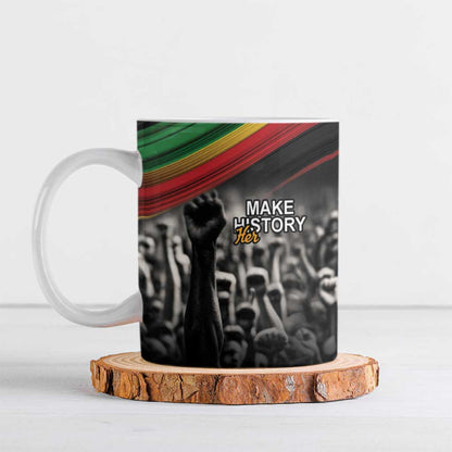 African-American History Month Ceramic Mug Black Power Hand Make His-Herstories