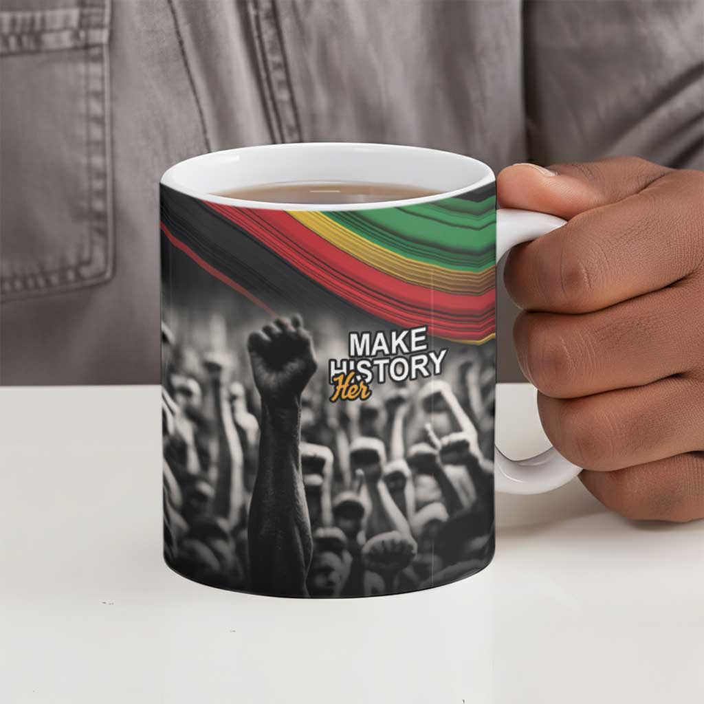 African-American History Month Ceramic Mug Black Power Hand Make His-Herstories