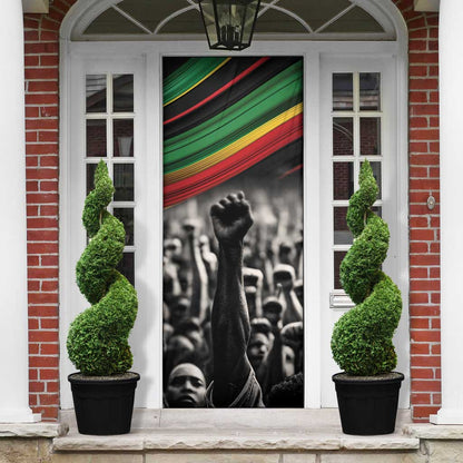 African-American History Month Door Cover Black Power Hand Make His-Herstories