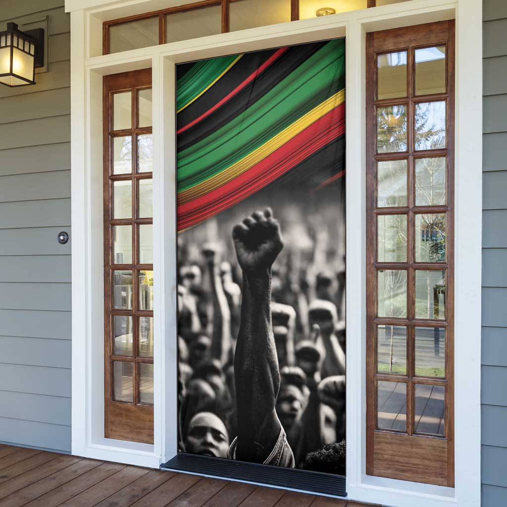 African-American History Month Door Cover Black Power Hand Make His-Herstories
