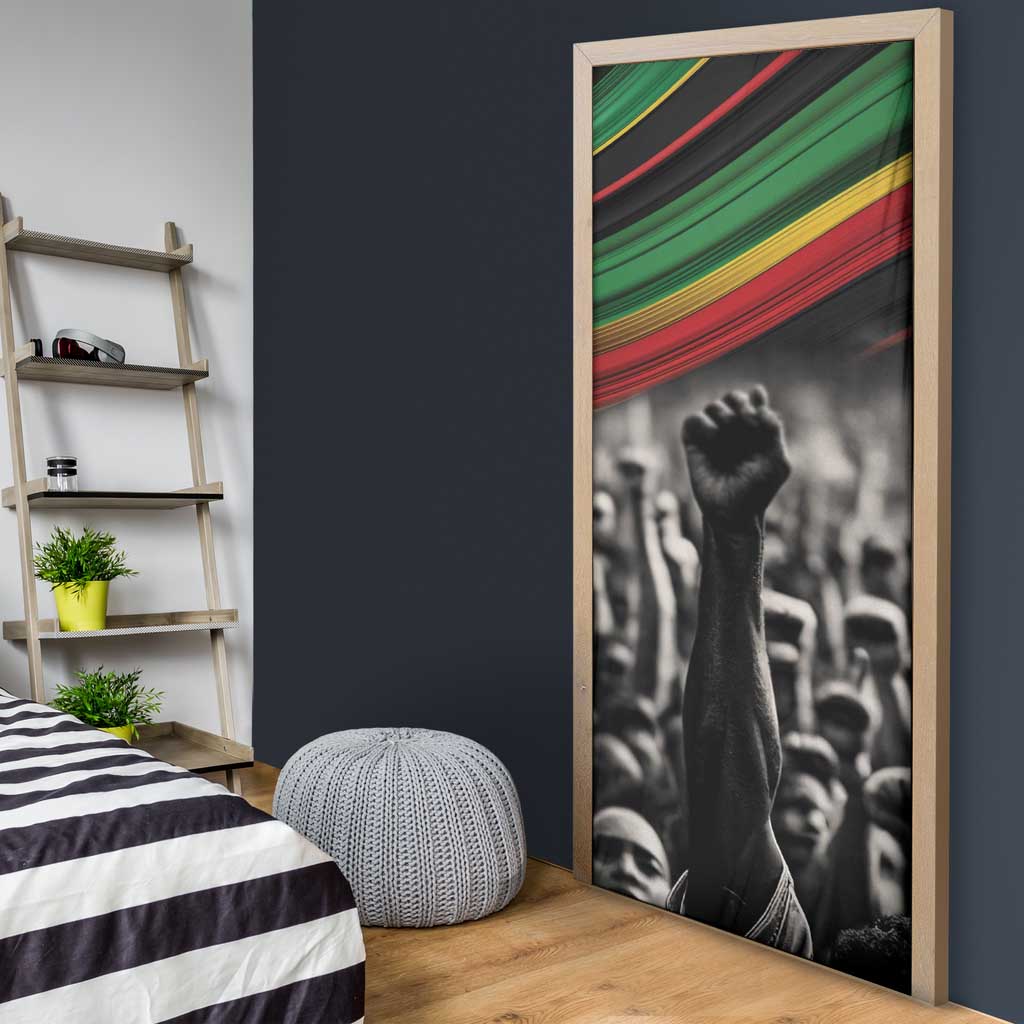 African-American History Month Door Cover Black Power Hand Make His-Herstories