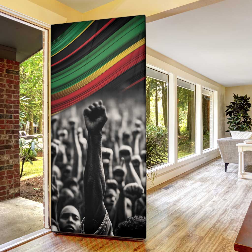 African-American History Month Door Cover Black Power Hand Make His-Herstories